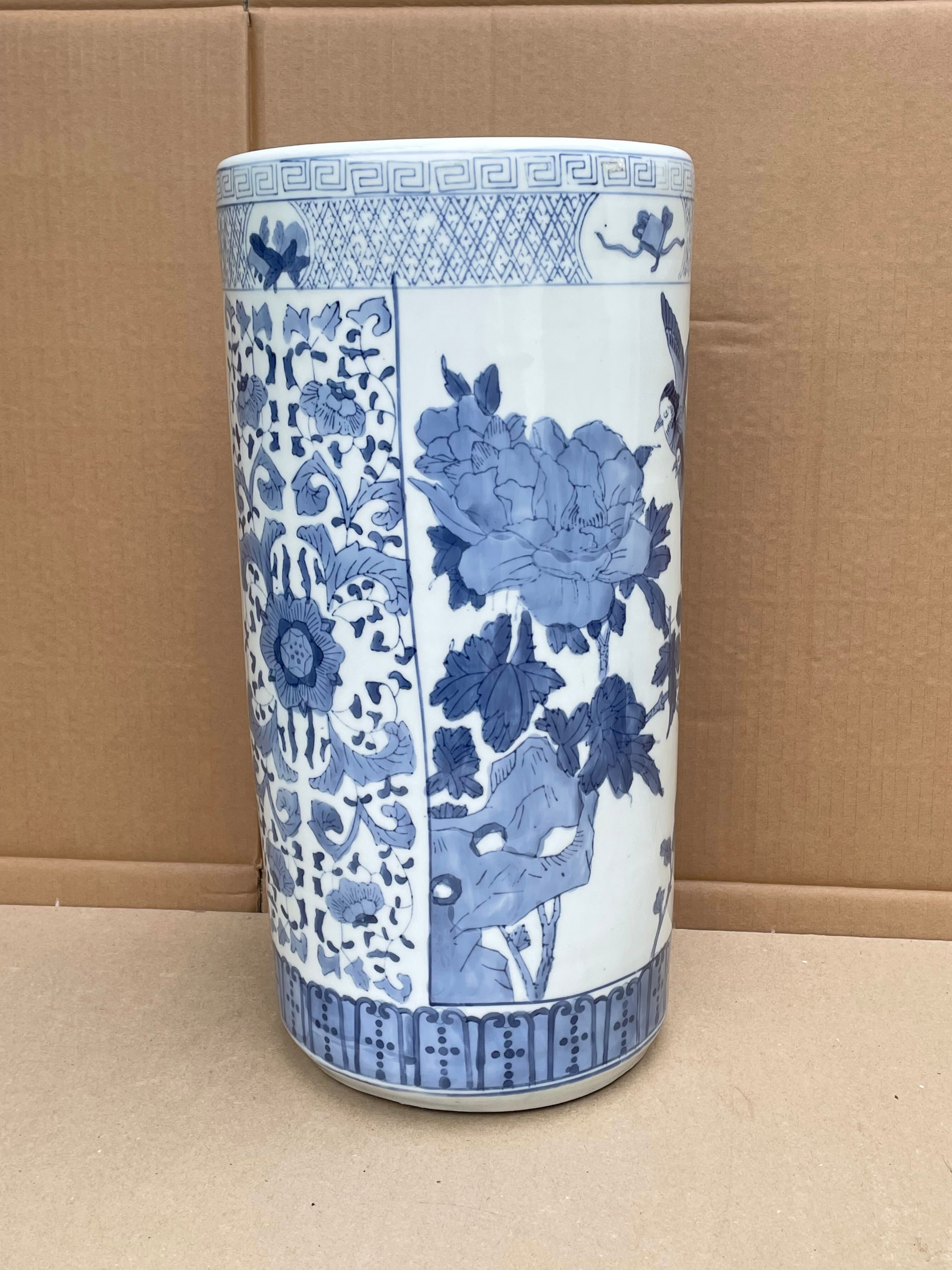 Umbrella door - cane holder - ceramic - bird patterns flowers
