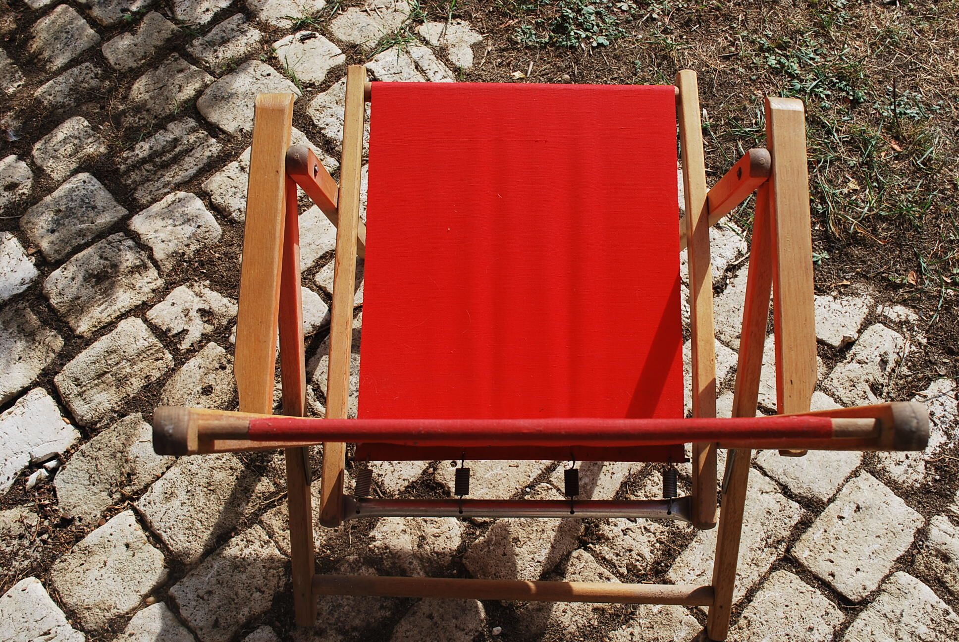 Chaise camping vintage rouge