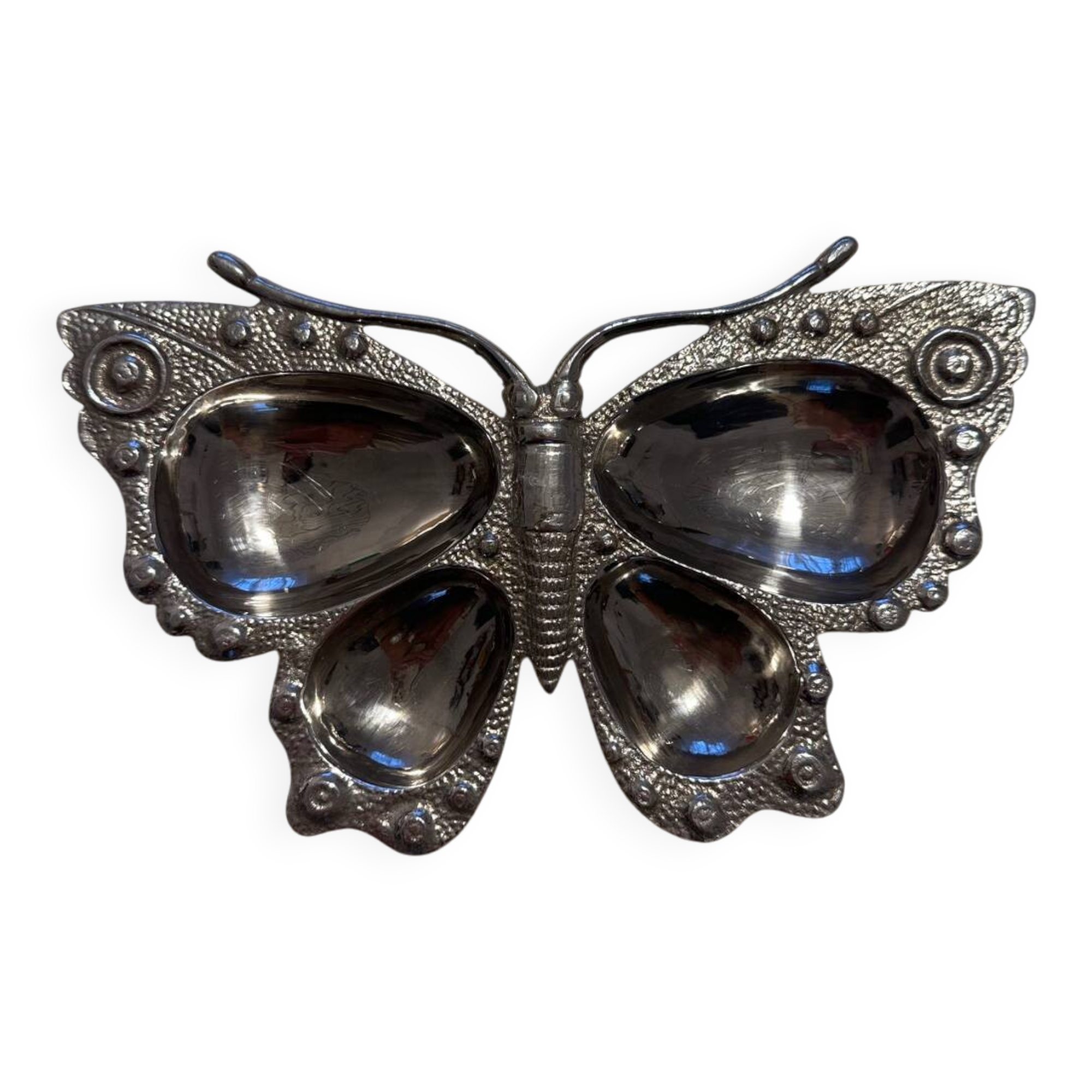 Vintage silver-plated butterfly catchall tray