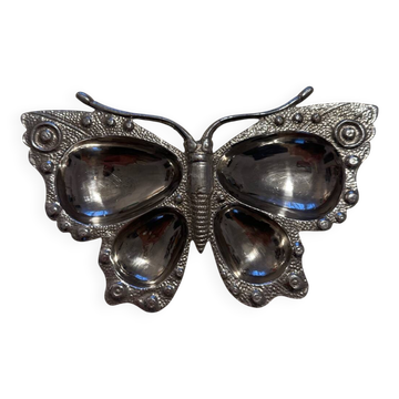 Vide poche papillon métal argenté vintage