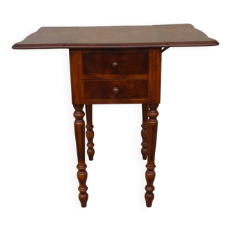 Old bedside table, extendable burr walnut top