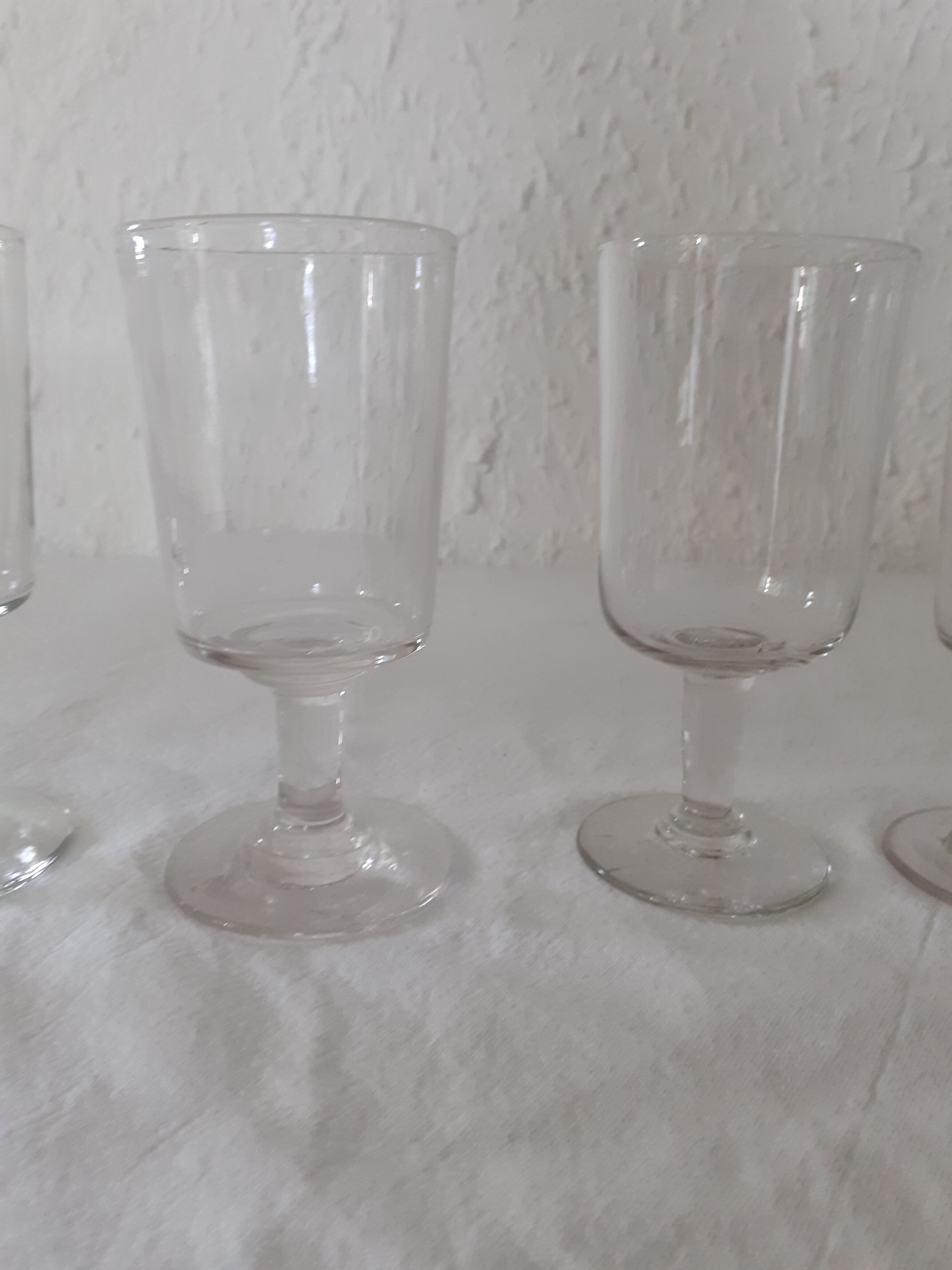 6 old glasses bubbled blown glass early XXth 6D