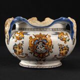 Cache pot ancien - faïence de gien - décor renaissance italienne - xixème siècle