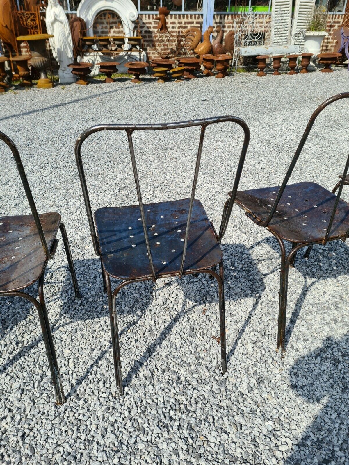industrial iron chairs x 5