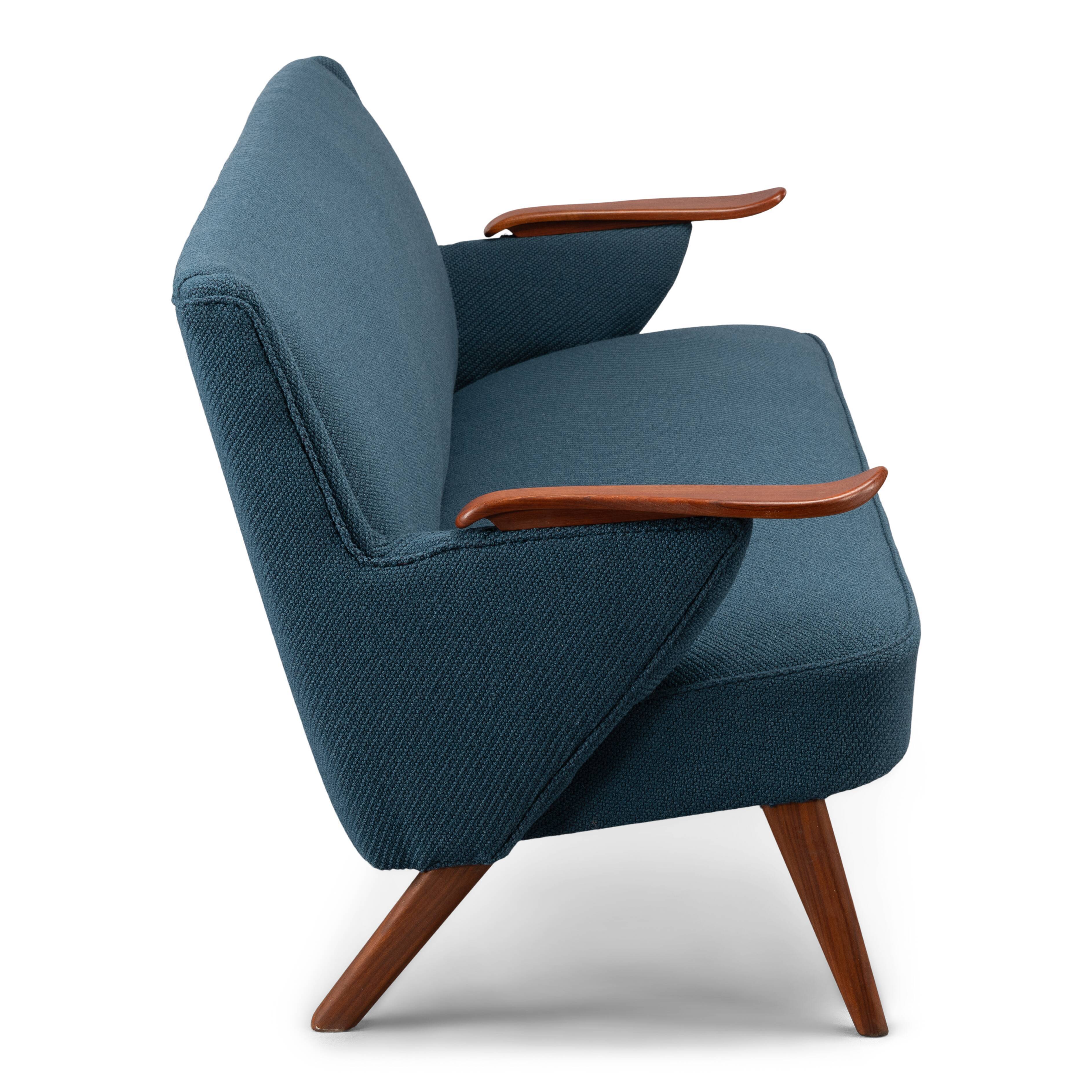 Danish reupholstered blue sofa by Johannes Andersen for CFC Silkeborg, 1960s