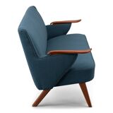 Danish reupholstered blue sofa by Johannes Andersen for CFC Silkeborg, 1960s