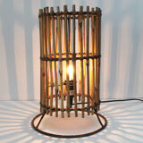 Wicker and bamboo lamp 60s
