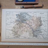 Map of the Marne, 1889. Authentic Vintage.
