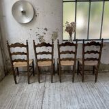 Set of rustic Provençal mulched chairs