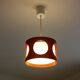 Vintage UFO ceiling light in red metal and white glass