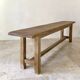 Authentic farmhouse bench in solid oak, entirely made of raw wood.