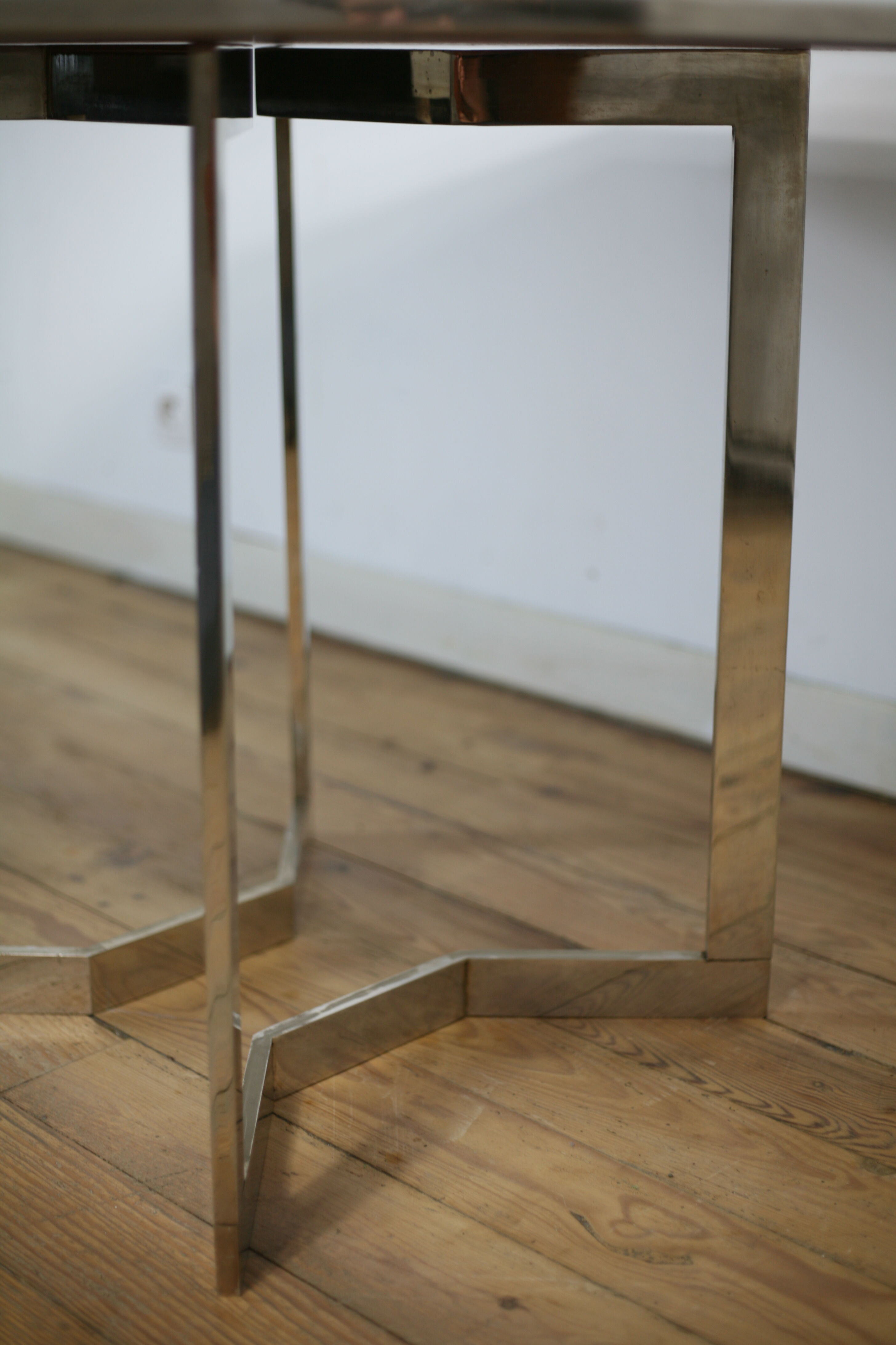 Chrome steel table and glass tray, France, circa 1970