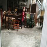 White and gold patinated sculpted mirror
