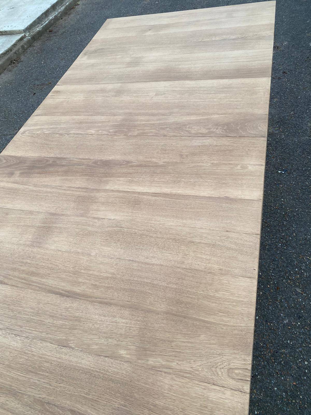 Renovated extendable farmhouse dining table in solid oak from the 19th century, 250-350.