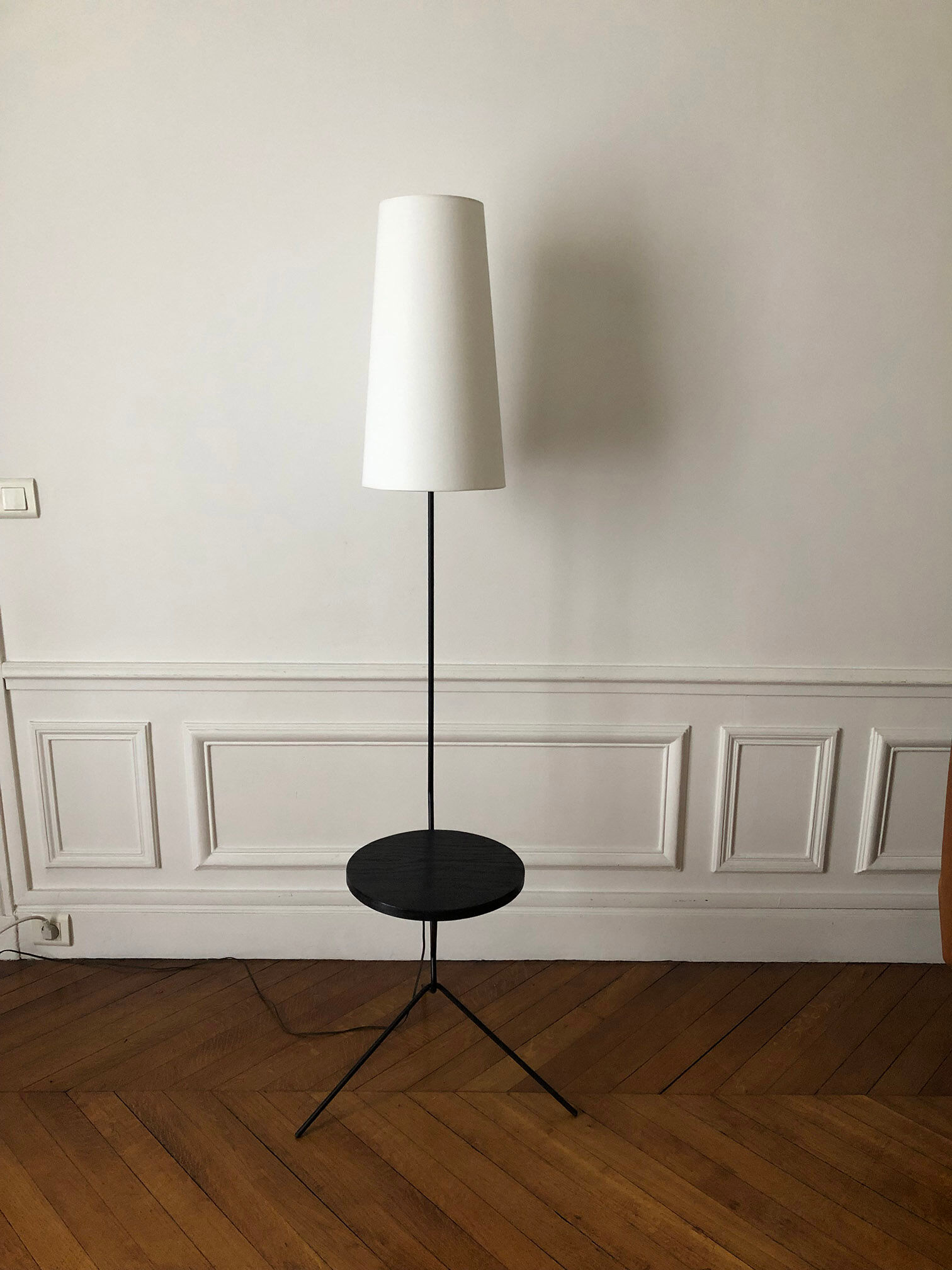 Tripod floor lamp with side table 1960