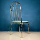 French vintage dining set in imitation bamboo brass with 4 chairs and table, 1970s, set of 5.
