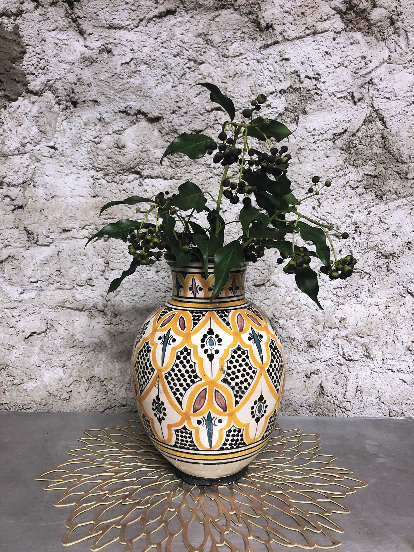 Large Moroccan Vase Safi yellow and black