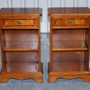 Vintage Georgian Style Walnut Bedside Tables, Set of 2