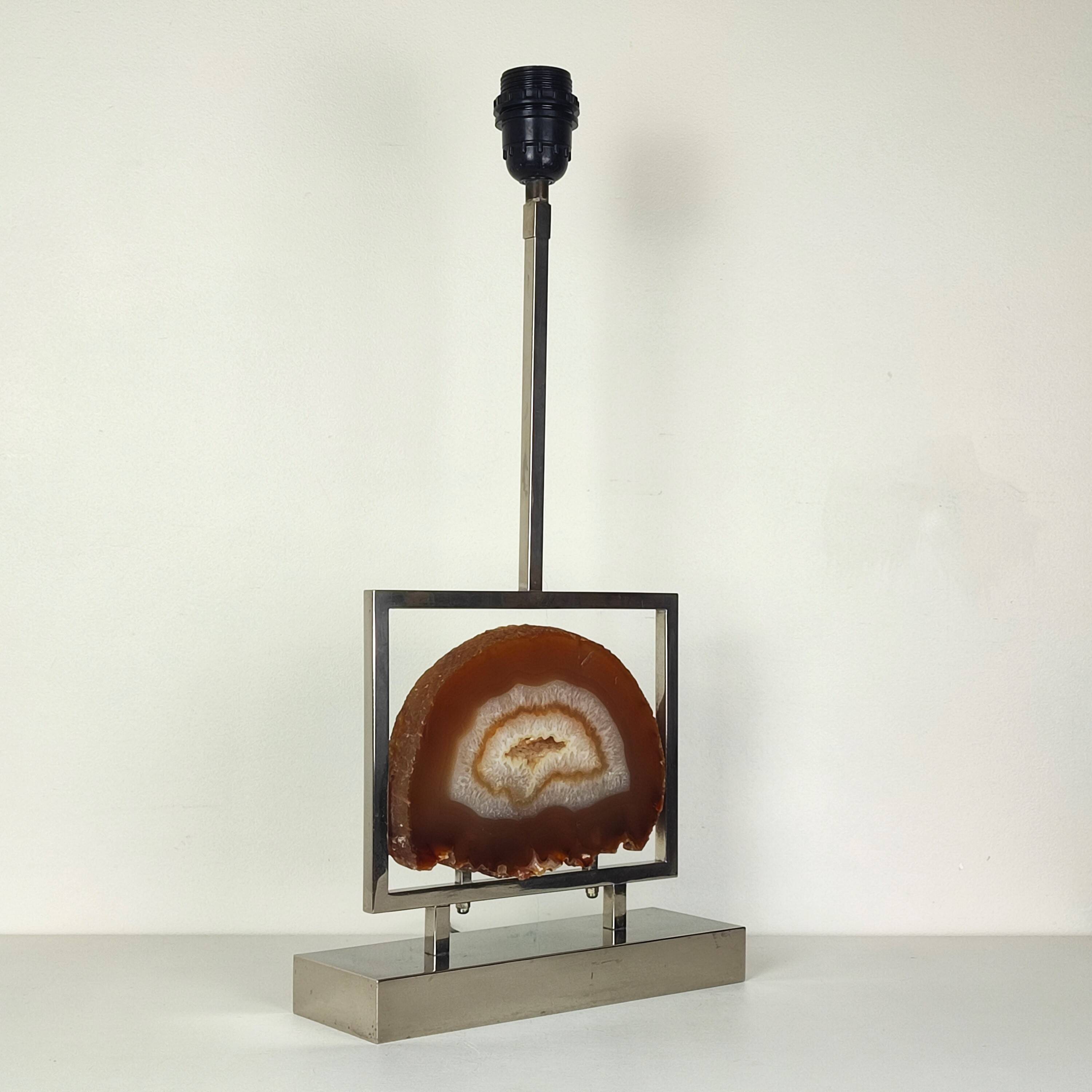 Agate and chrome lamp