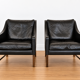 Fredrik Kayser mid-century leather & rosewood lounge chairs – brown leather