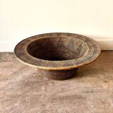 Flared woven wicker basket