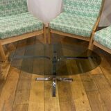 Coffee table in metal and smoked glass from the 70s