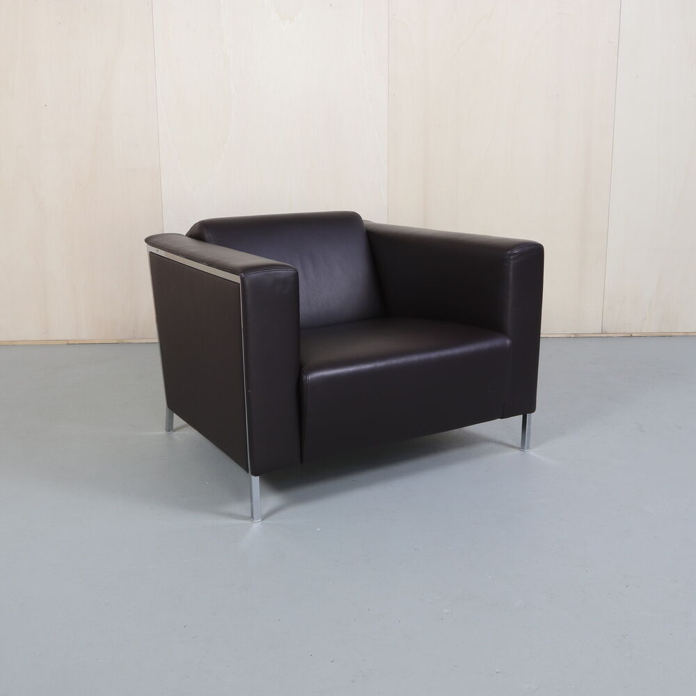 Moroso Steel Leather Lounge Chair, 2000s