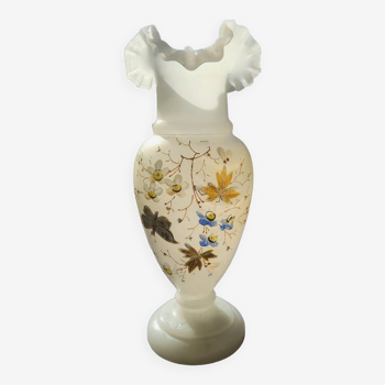 Art Nouveau enameled opaline vase