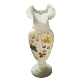 Art Nouveau enameled opaline vase