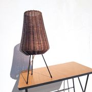 Tripod lamp and rattan from the 1950s.