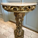 Carved wooden and marble console