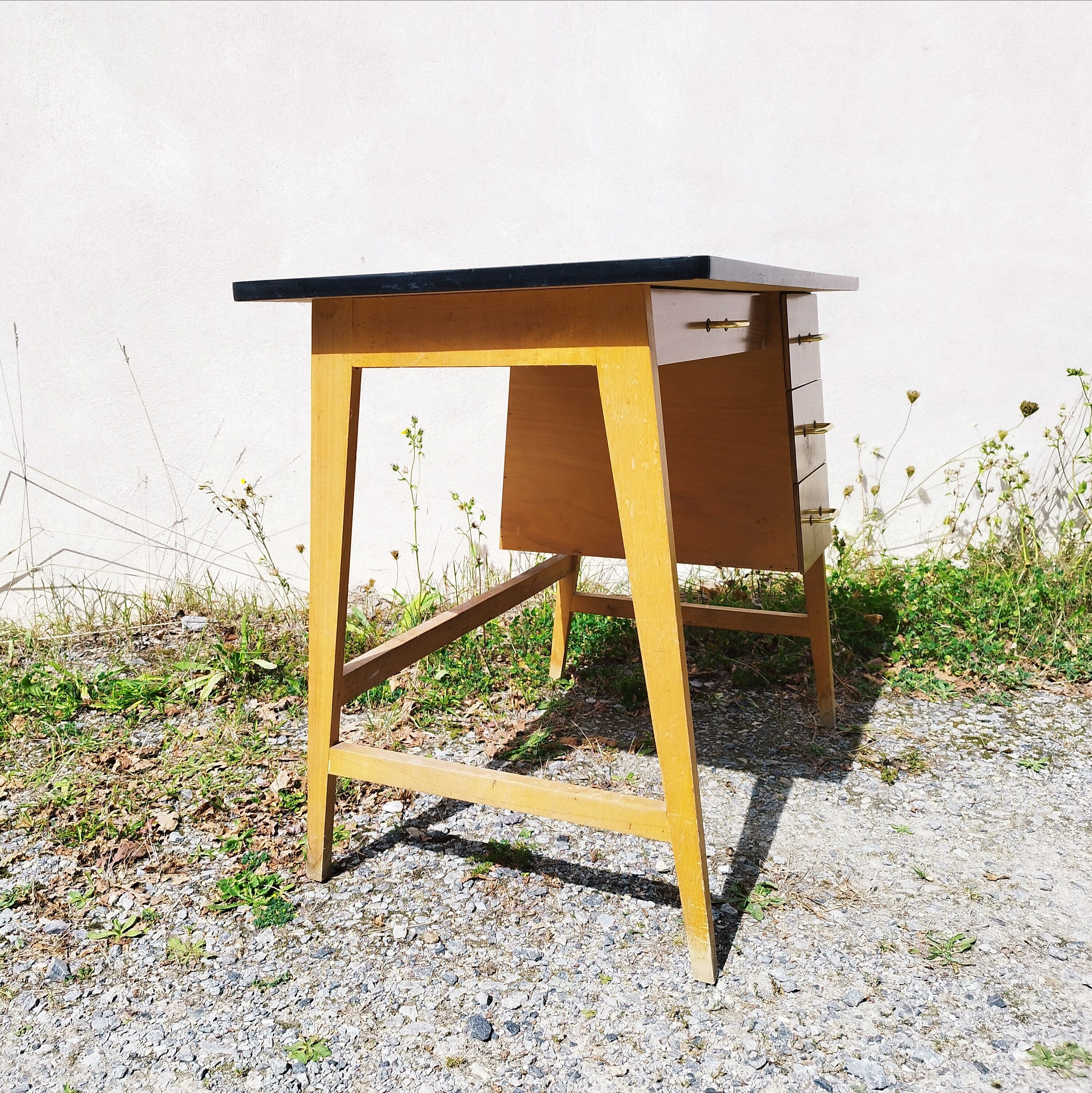 1950s vintage compass foot desk