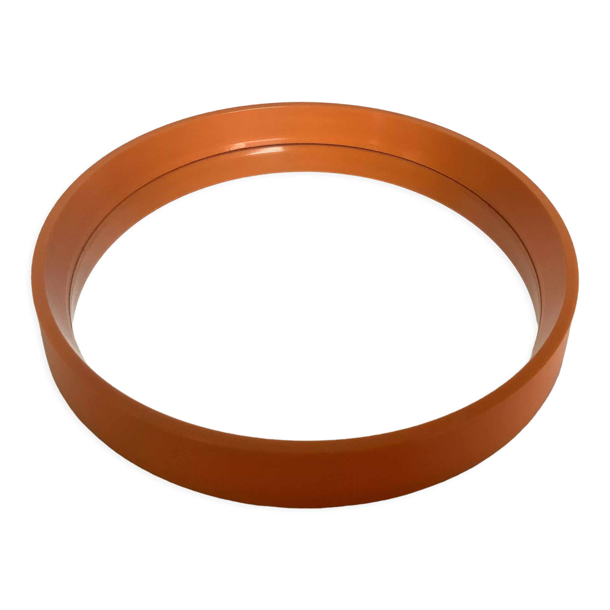Old vintage orange round mirror