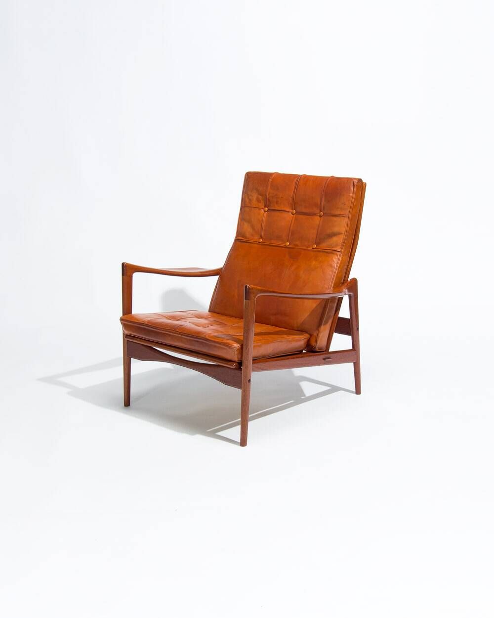 Ib Kofod Larsen Teak and Leather Lounge Chair, Swedish 1950s