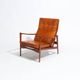 Ib Kofod Larsen Teak and Leather Lounge Chair, Swedish 1950s