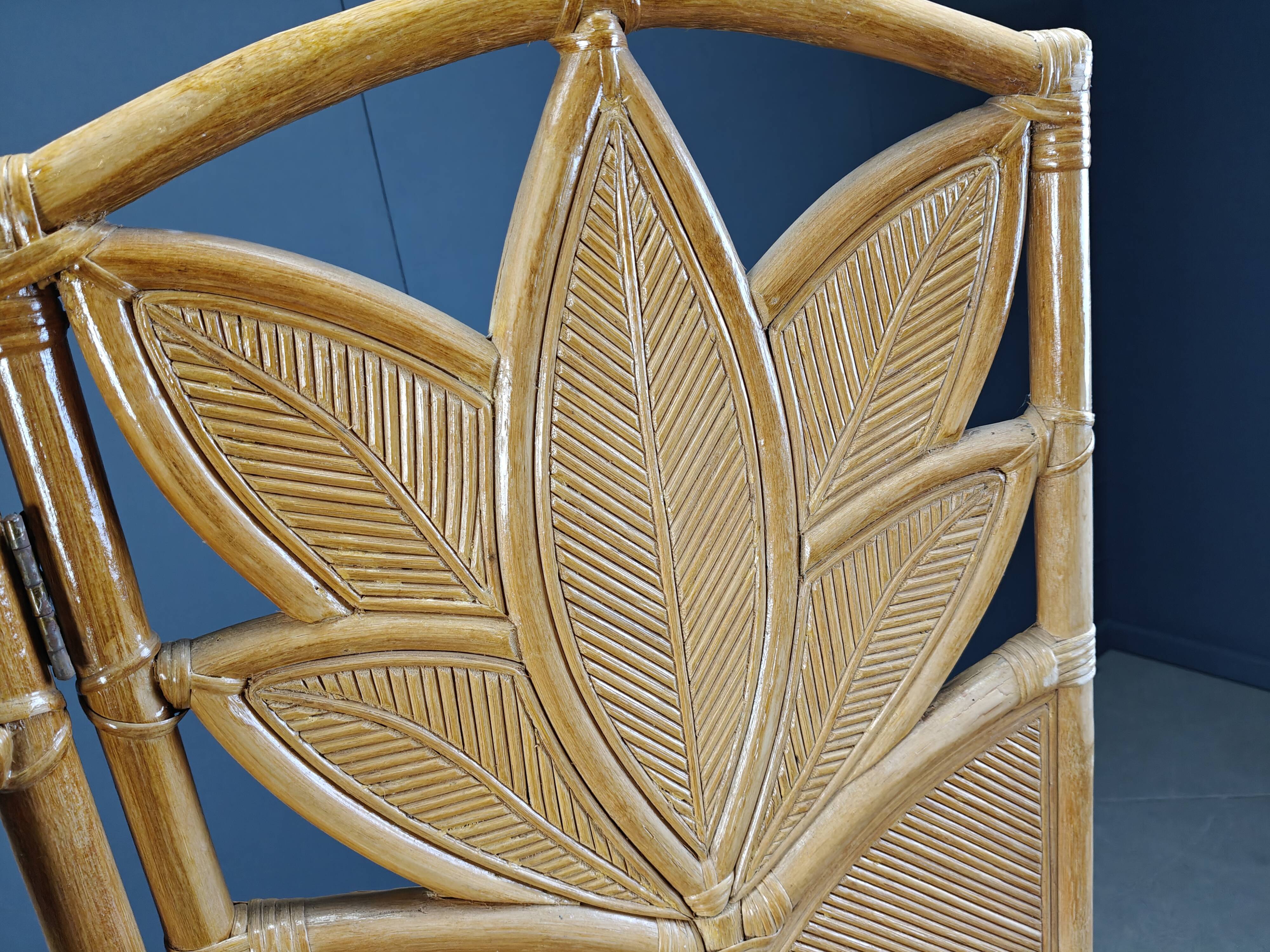 Vintage bamboo room divider or folding screen 1970s