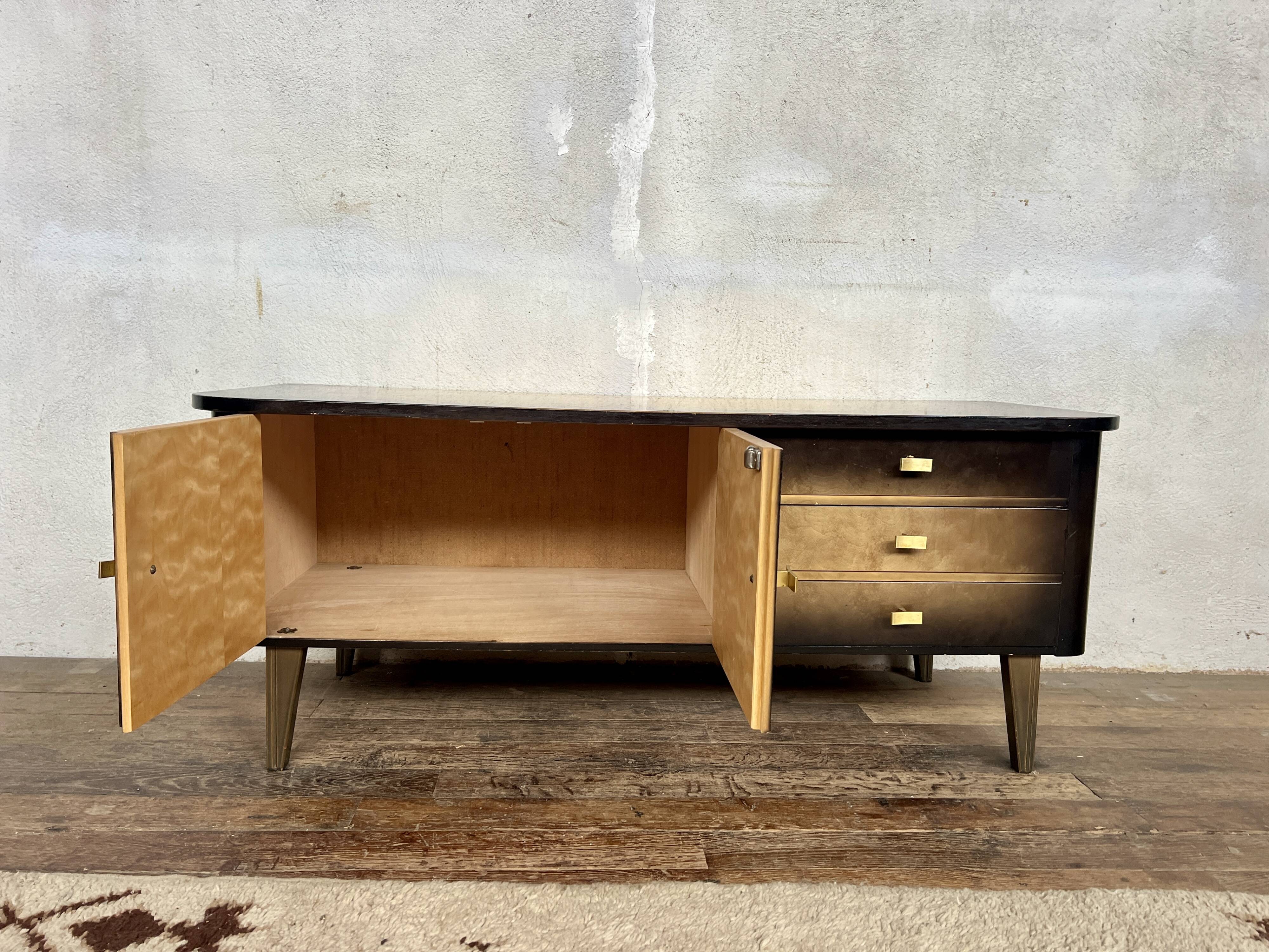 Vintage TV cabinet sideboard with Scandinavian-style compass legs
