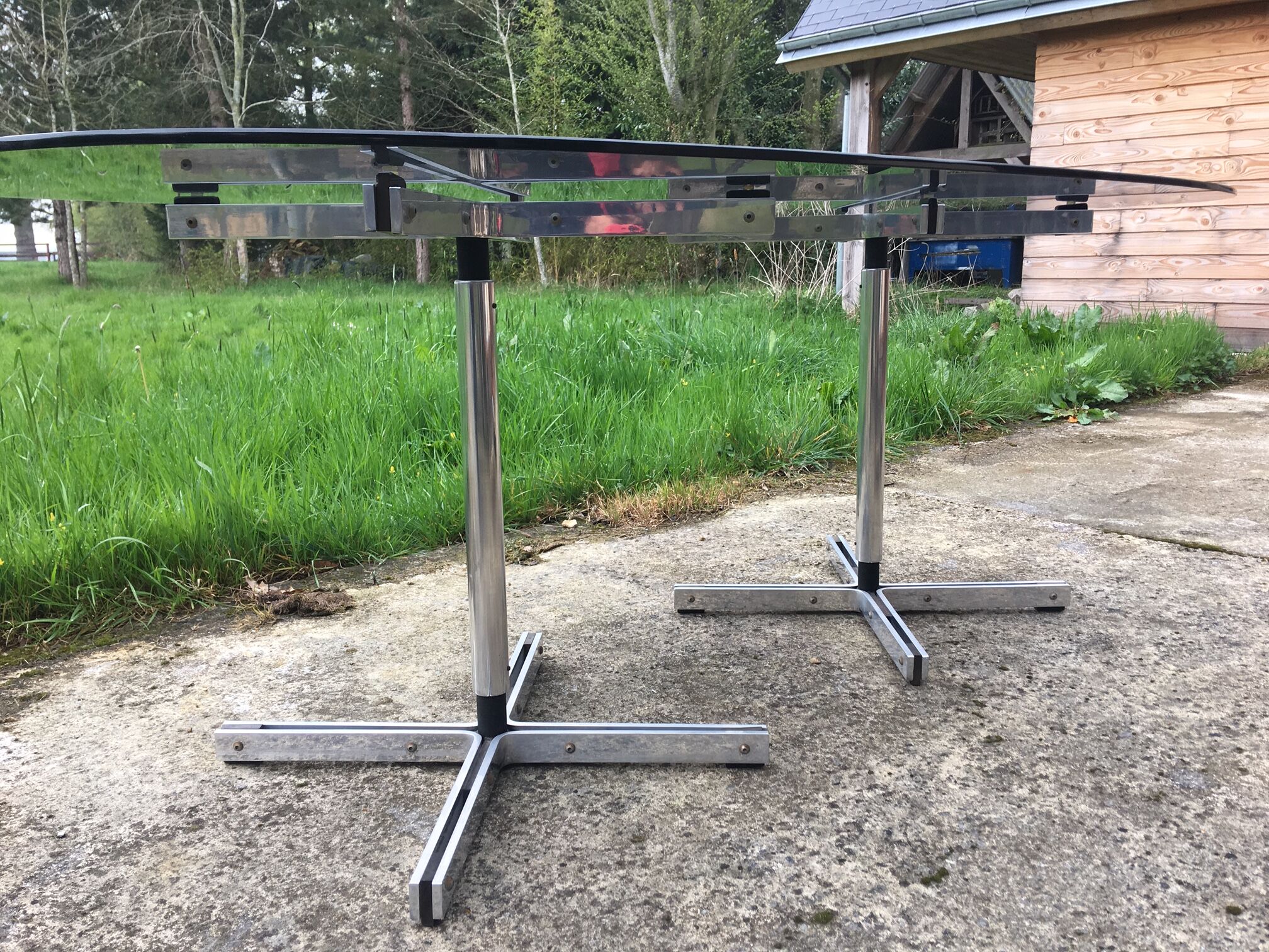 Glass dining table - 70s