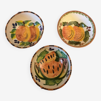 Three pretty fruit pattern bowls, Mediterranean, Provençal style