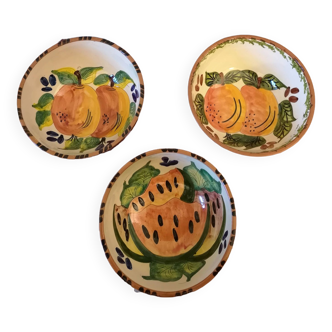 Three pretty fruit pattern bowls, Mediterranean, Provençal style