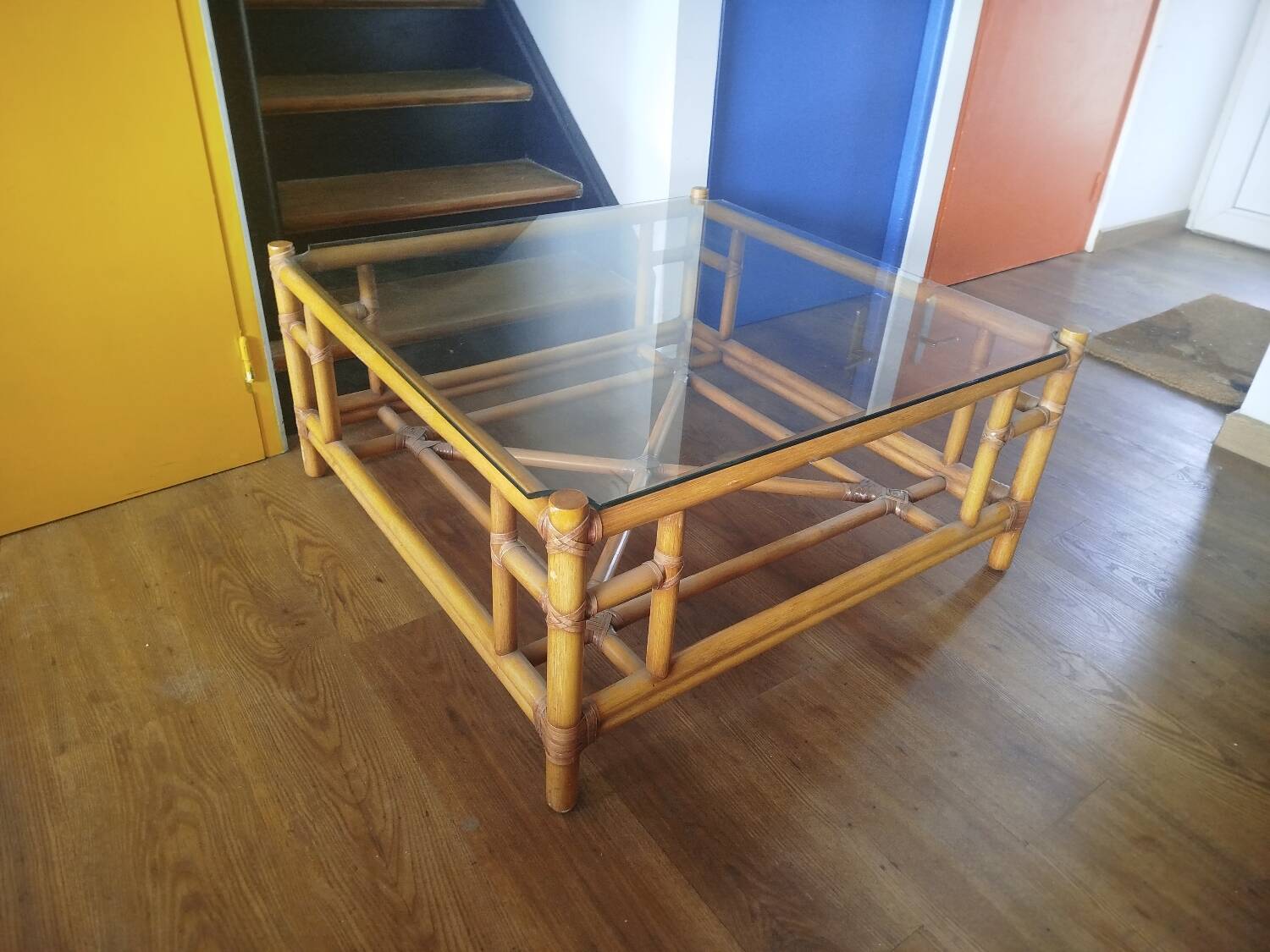 Gasparucci Italo design rattan coffee table, 1970s