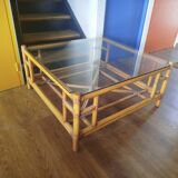 Table basse en rotin design Gasparucci Italo, Années 1970