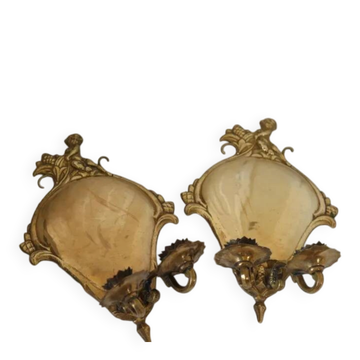Pair Of Mid Century Swedish Brass Sconces