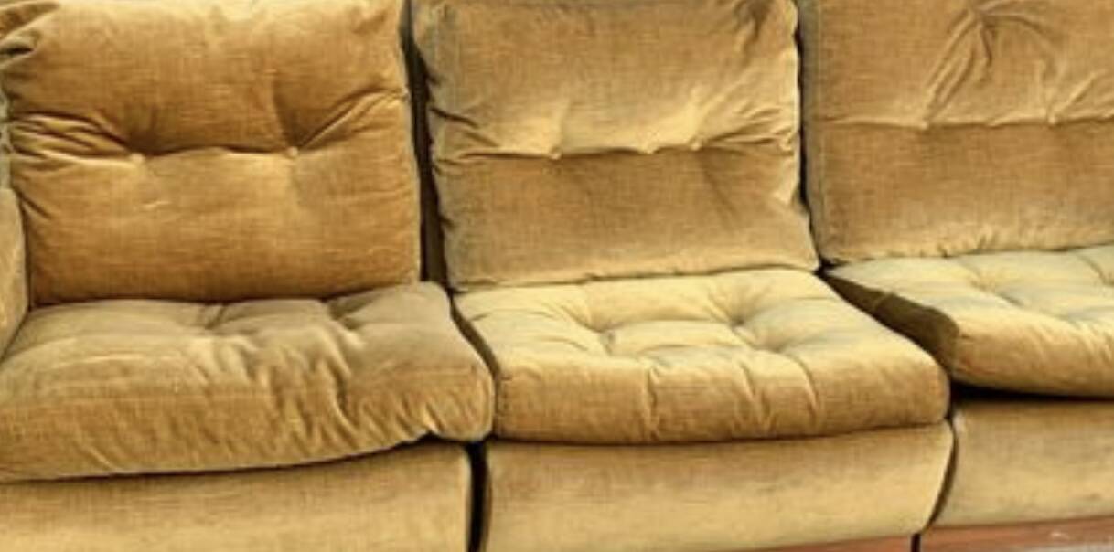 Vintage velvet modular sofa, vintage armchairs