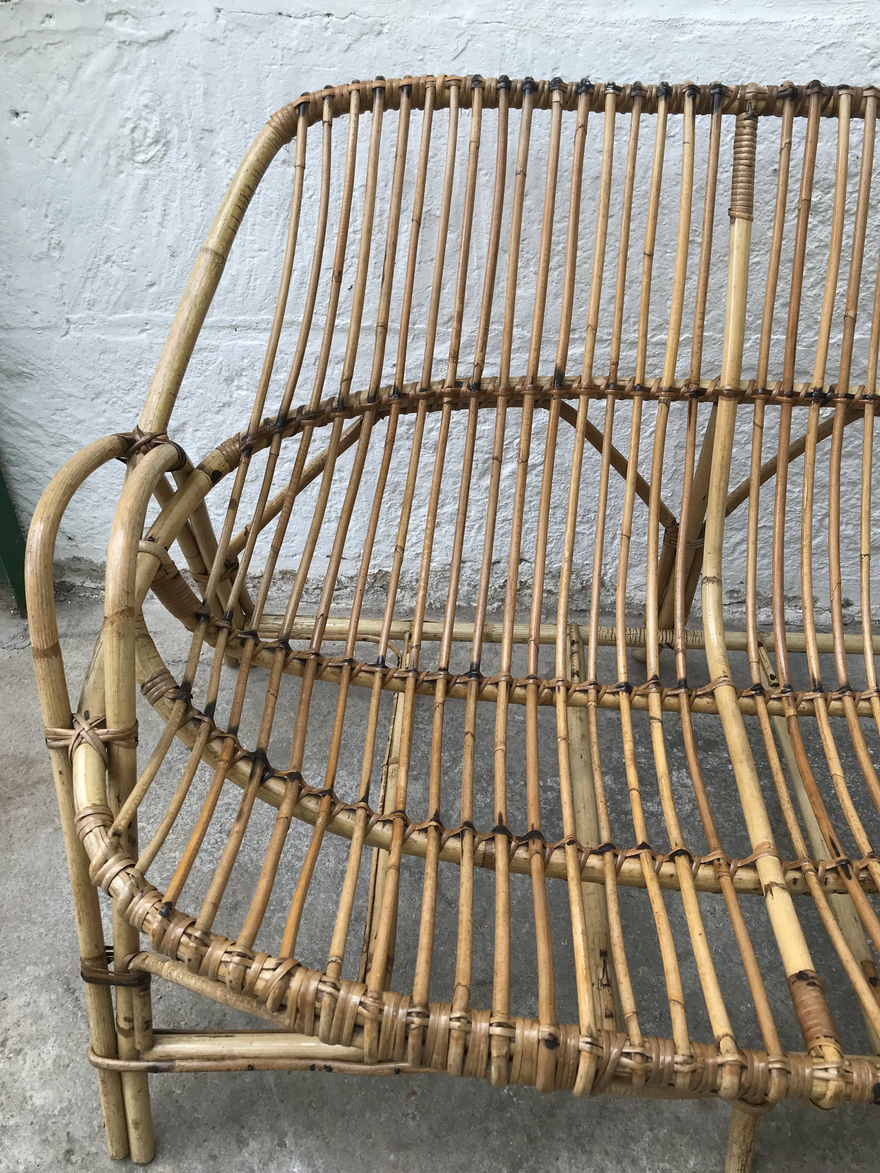 Vintage rattan bench