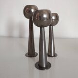 3 bougeoirs space age chromés