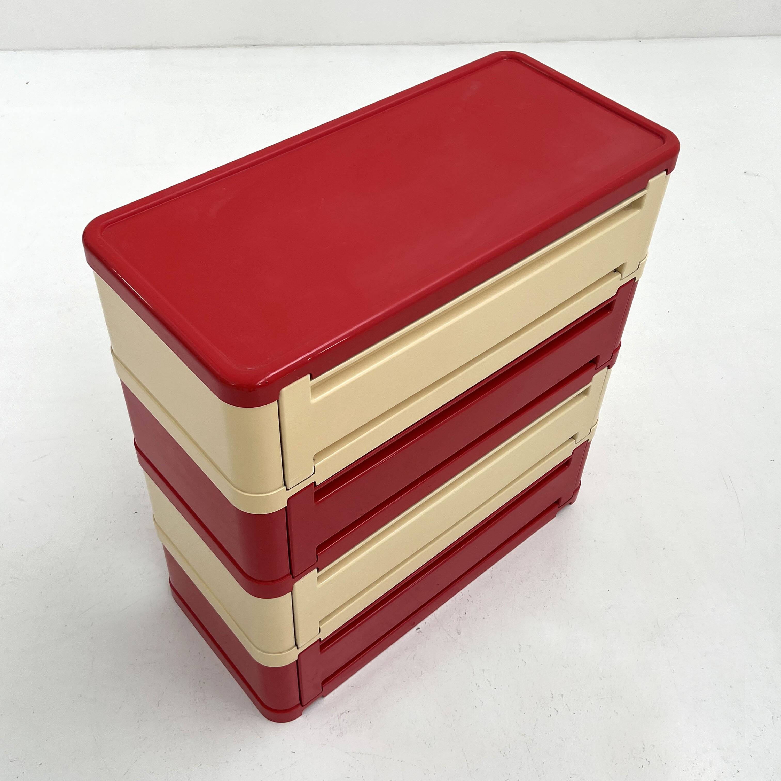 White and red cabinet model “4964” by Olaf Von Bohr for Kartell, 1970
