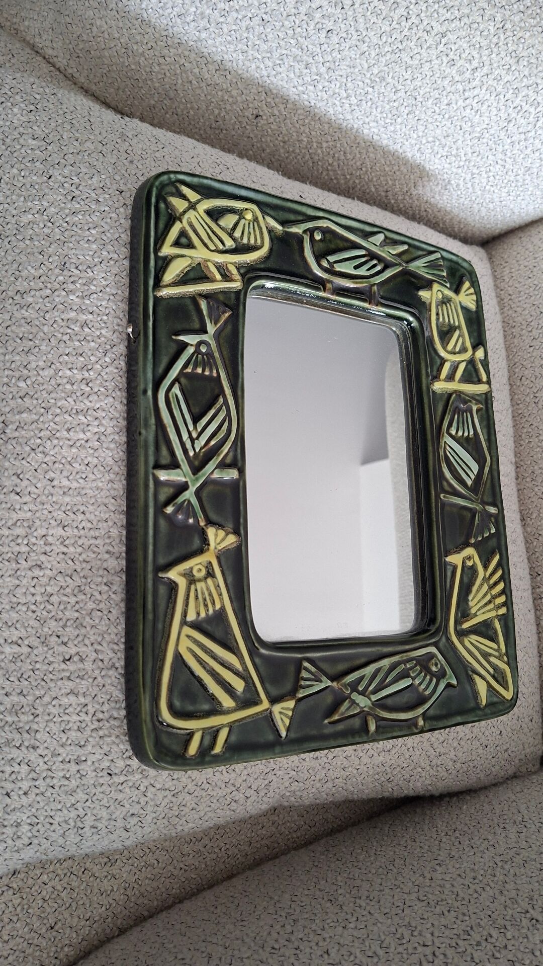 Ceramic Bird Mirror Lisa Larson Harlequin Series / Gustavsberg