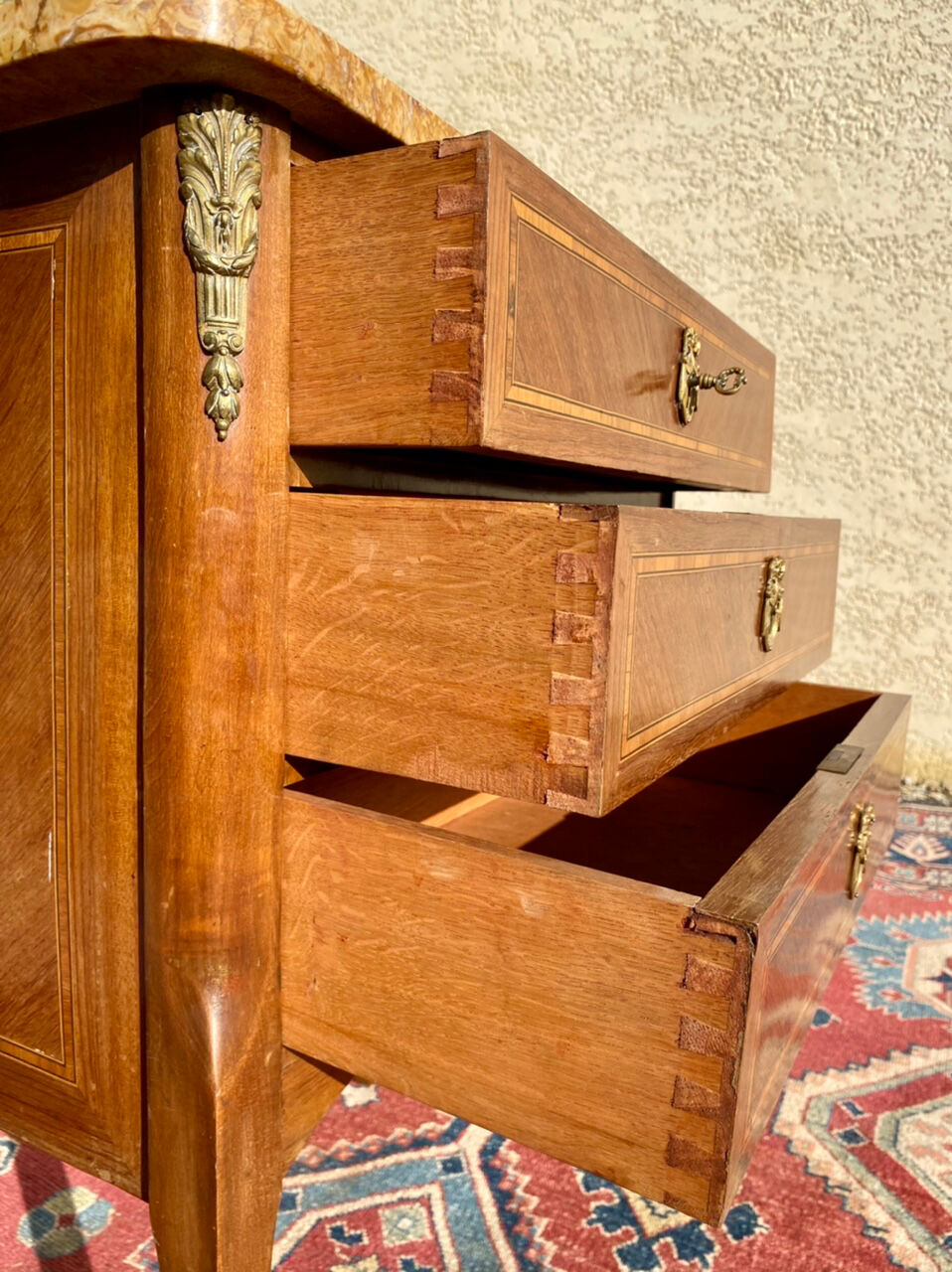 Dresser transition marquetry and bronze style Louis XV