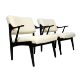Ensemble de 2 fauteuils vintage en laine mérinos